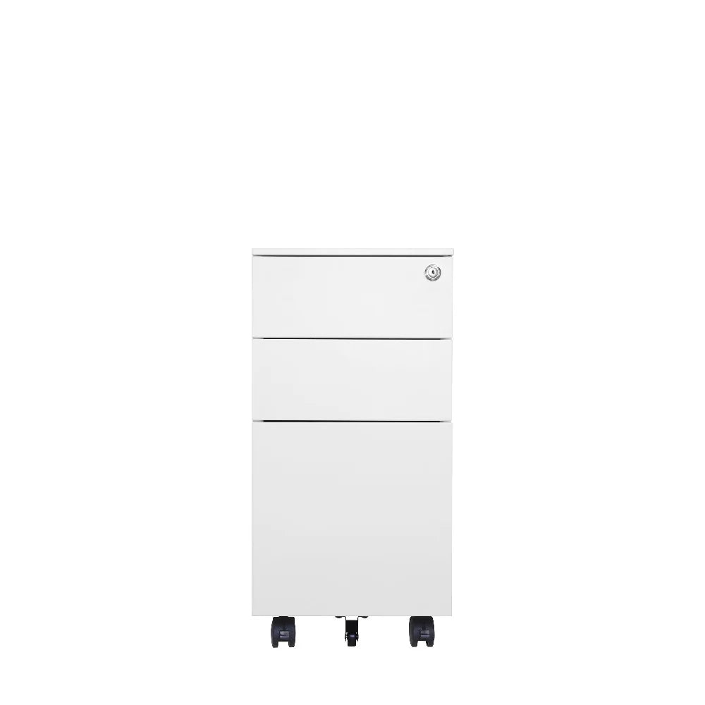 COOLBABY Compact Mobile Pedestal 3-Drawer File Cabinet with Lock, Pen Tray, and 5 Wheels - COOLBABY