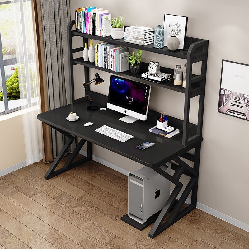 Executive Industrial Computer Desk, Gaming Desk Metal and Wood, Home or Office Desk, with Storage Shelves - COOLBABY