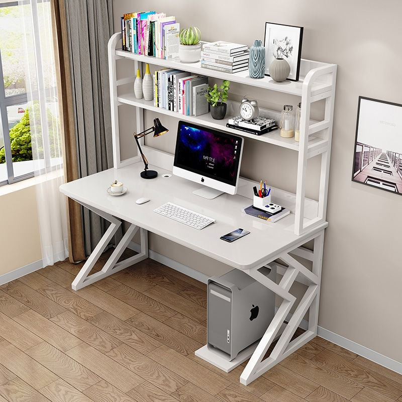 Executive Industrial Computer Desk, Gaming Desk Metal and Wood, Home or Office Desk, with Storage Shelves - COOLBABY