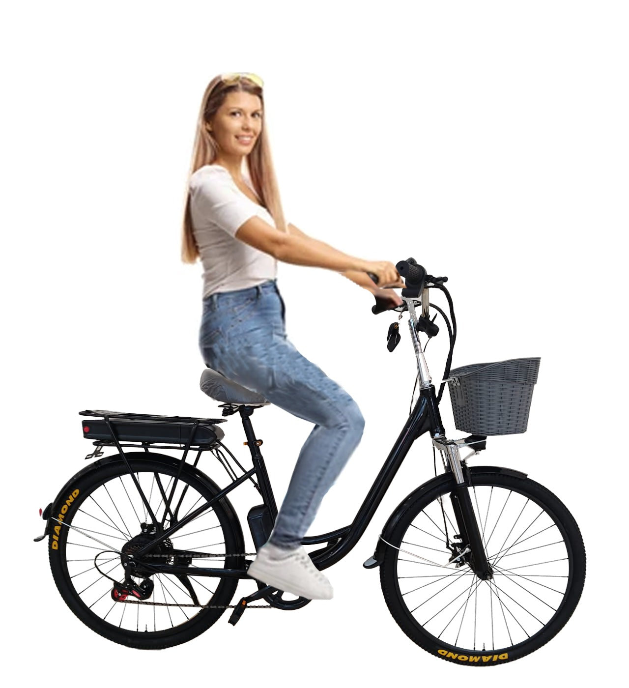 MEGAWHEEL Urban City Electric Bicycle " - 350W Motor, Detachable Battery, Pedal Assist - COOLBABY