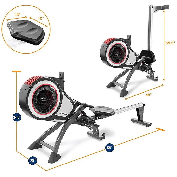 Marcy NS 6050RE Folding Turbine Rower: Air Rowing Machine with 8 Resistance - COOLBABY