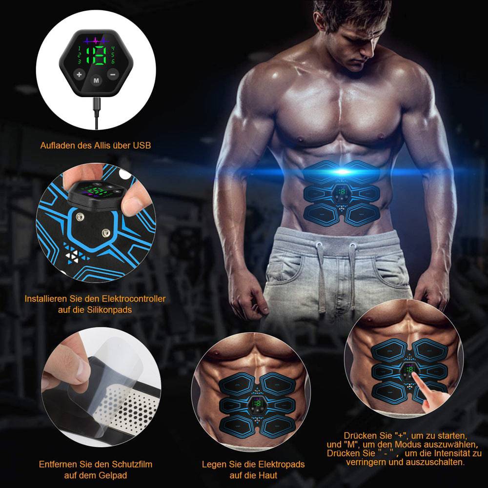 COOLBABY LZM-FJT01 EMS Muscle Stimulator,ABS Stimulator Trainer, Abdominal Toning Belt Muscle Trainer, Portable Fitness Trainer for Abdomen, Arm and Leg, with 6 Modes 19 Levels - COOL BABY