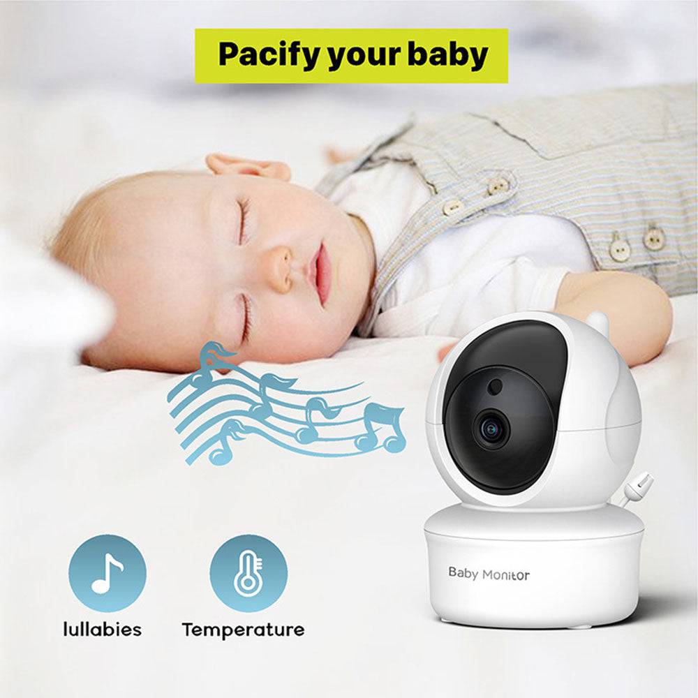 COOLBABY 5 Inch Wireless Baby Monitor,Pan-Tilt-Zoom Remote Baby Camera,Room Temperature Detection Two-Way Intercom lullaby Monitor - COOL BABY