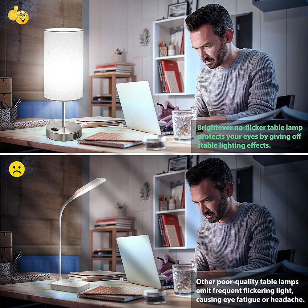 COOLBABY WQSJ011 2 Pack Desk Lamp,Three-Section Touch Table Lamp with Round Cloth Cover,USB Mobile Phone Charging,3 Way Dimmable Touch Lamps - COOLBABY