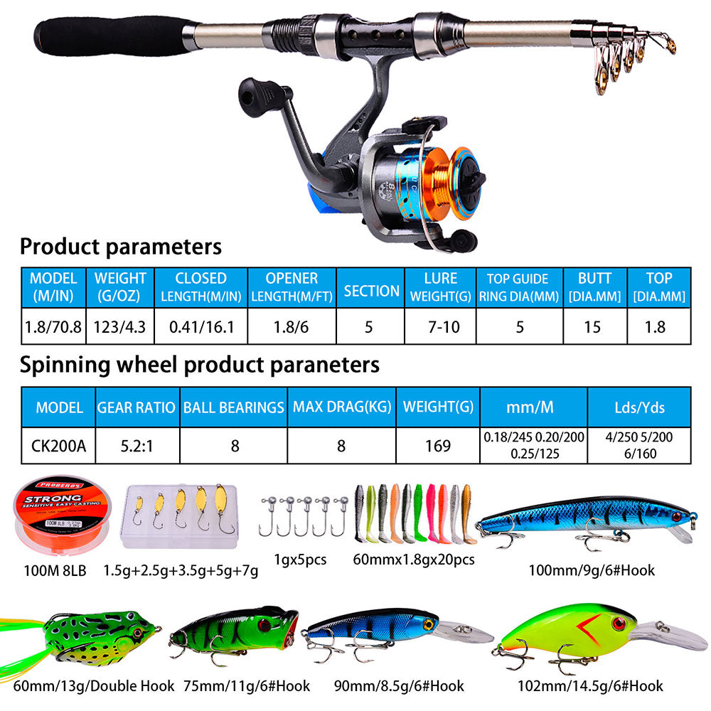 COOLBABY 1.8M Sea Rod Set,Long-Range Casting Fishing Reel and Fishing Rod Bag Combination,Sea Fishing Rod ZRW-YGTZ01