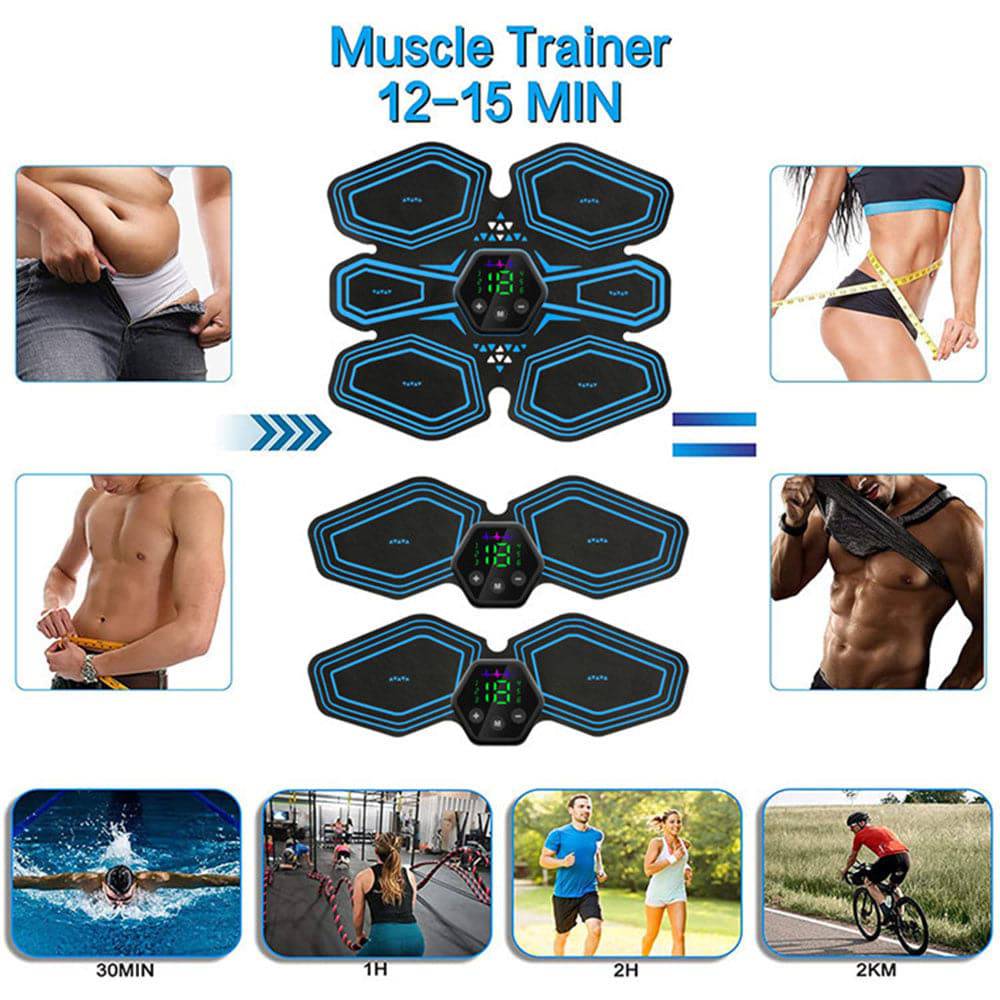 COOLBABY LZM-FJT01 EMS Muscle Stimulator,ABS Stimulator Trainer, Abdominal Toning Belt Muscle Trainer, Portable Fitness Trainer for Abdomen, Arm and Leg, with 6 Modes 19 Levels - COOL BABY