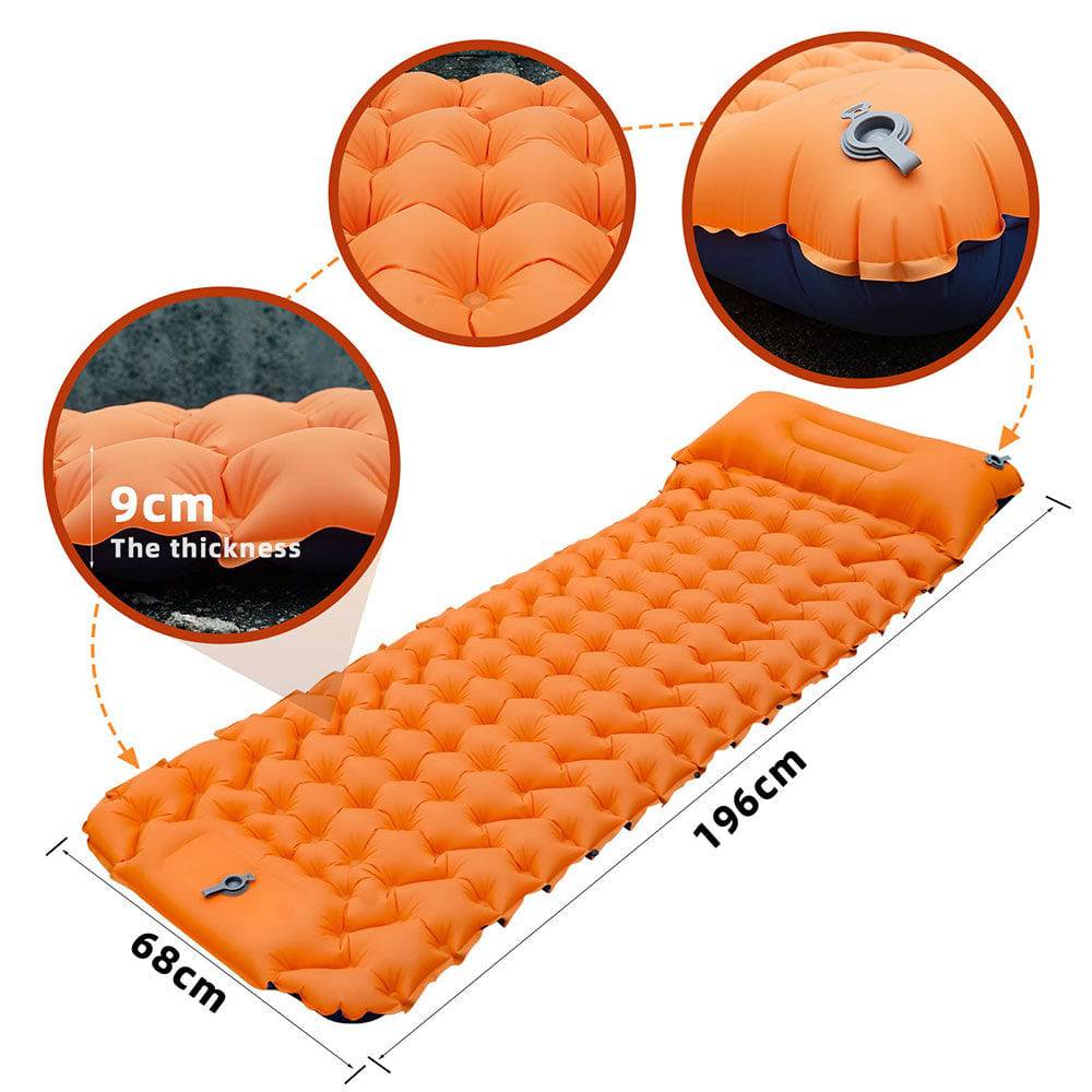 COOLBABY Single Camping Sleeping Pad, Inflatable Camping Pad Ultralight Sleeping Mat with Pillow for Camping - COOL BABY
