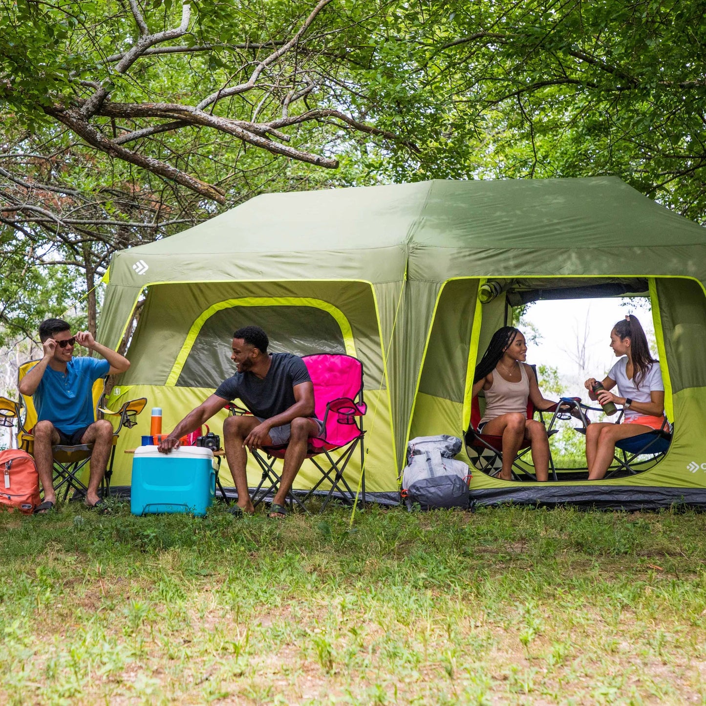 COOLBABY 10-Person Instant Cabin Tent with Extended Eaves and Easy 2-Minute Setup - COOLBABY