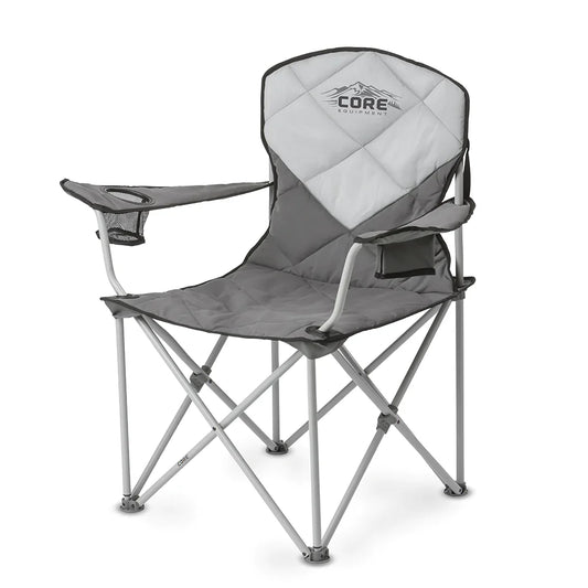 COOLBABY Padded Quad Chair - Comfortable and Durable Camp Chair with Steel Frame, Mesh Cup Holder - COOLBABY