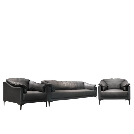 COOLBABY SF-237 Black Office Sofa Set – PU Leather with Durable Metal Legs and High-Density Cushioning