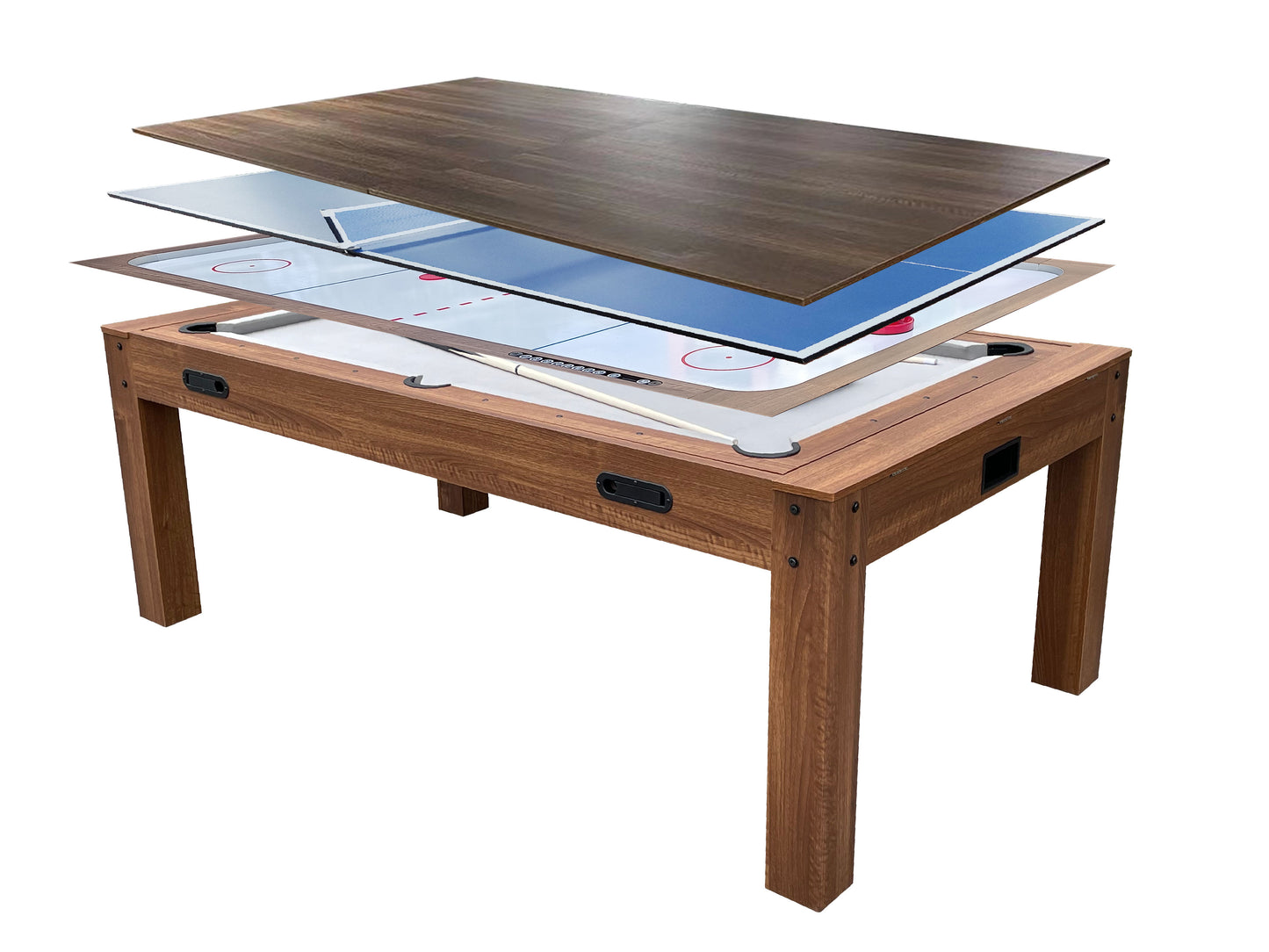 3 in 1 Multi Games Table Rotating Pool Table 7ft With Billiards + Air Hockey + Table Tennis + Dinning Table