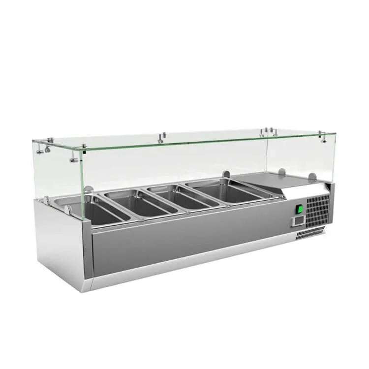 Refrigerated Salad Bar – GN 1/3 Countertop Prep Station with Glass Cover | Italian Technology