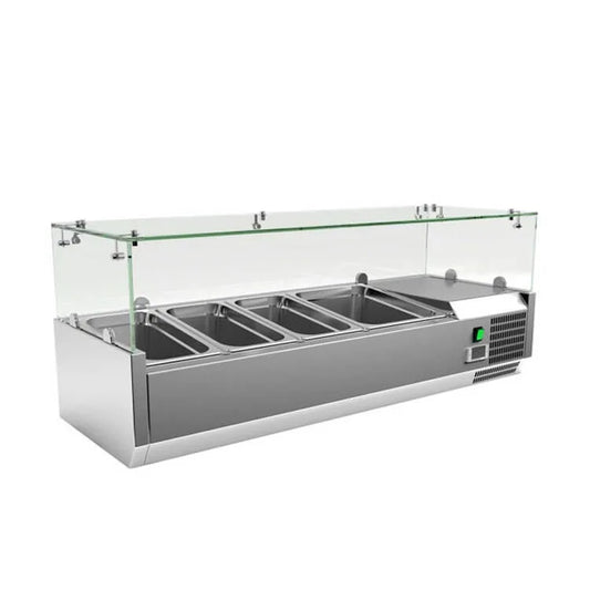 Refrigerated Salad Bar – GN 1/3 Countertop Prep Station with Glass Cover | Italian Technology