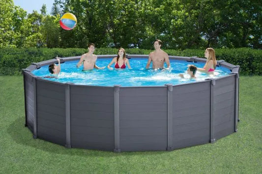 Round Premium Graphite Gray Panel Pool Complete with Pump/Filter - 478 x 124CM - COOLBABY