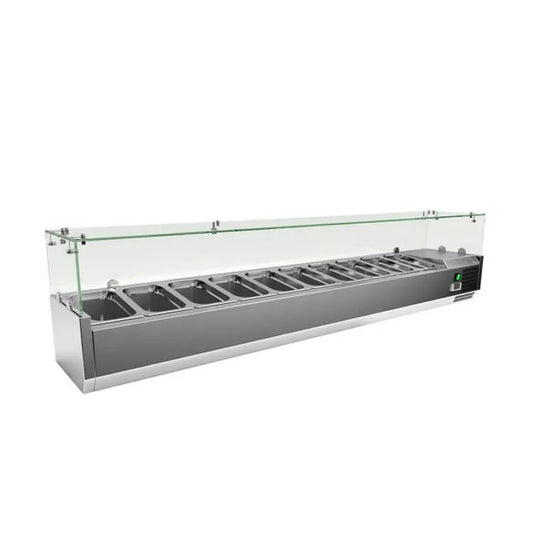 Refrigerated Salad Bar 10 GN 1/3 Containers with Glass Cover | Italian Technology