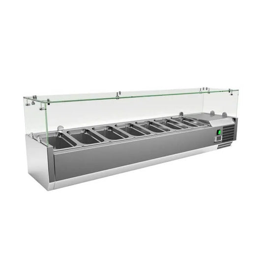 Refrigerated Salad Bar 7 GN 1/4 Containers with Glass Cover | Italian Technology