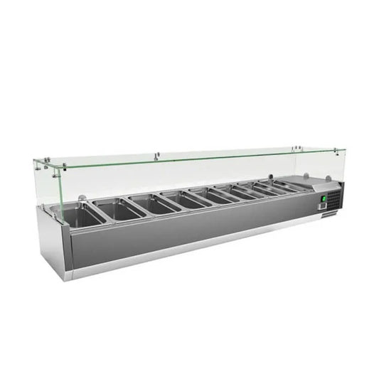 Refrigerated Salad Bar 8 GN 1/3 Containers with Glass Cover | Italian Technology