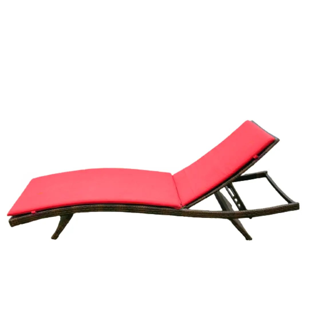 Outdoor Sun Lounge Chair, Swimming Pool Sun Bed - RED - COOLBABY