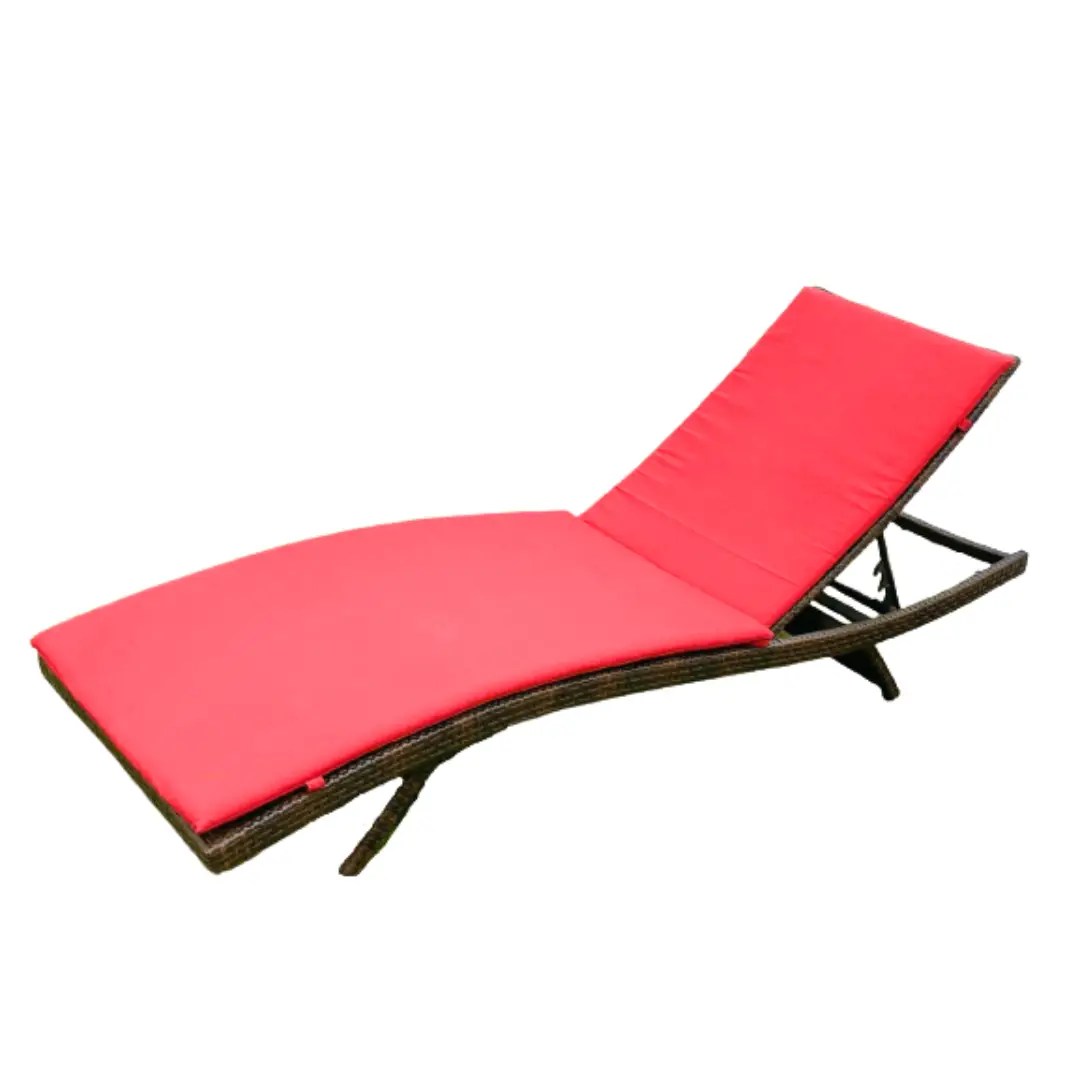 Outdoor Sun Lounge Chair, Swimming Pool Sun Bed - RED - COOLBABY