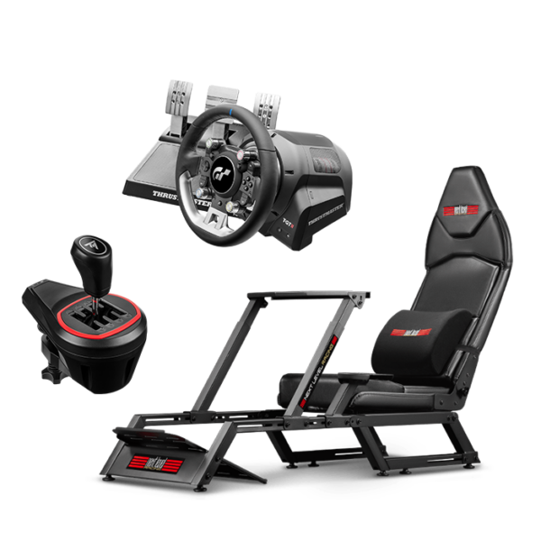 Racing Complete Bundle includes ( F-GT SIMULATOR COCKPIT, Thrustmaster T-GT II Racing Wheel, Thrustmaster TH8S Shifter) for PC, PS5, PS4 - COOLBABY