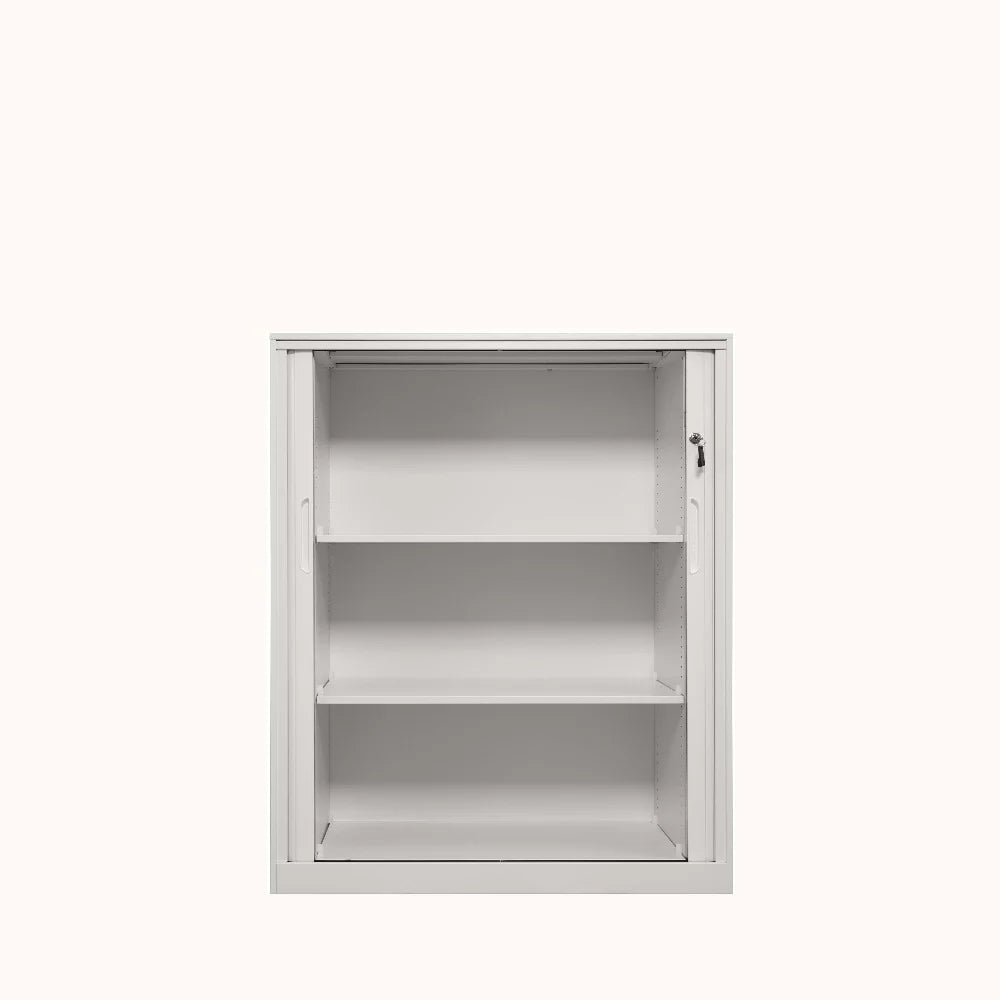 COOLBABY White Flexi Door Mini Storage Cabinet with Adjustable Shelves and ABS Tambour Door - COOLBABY