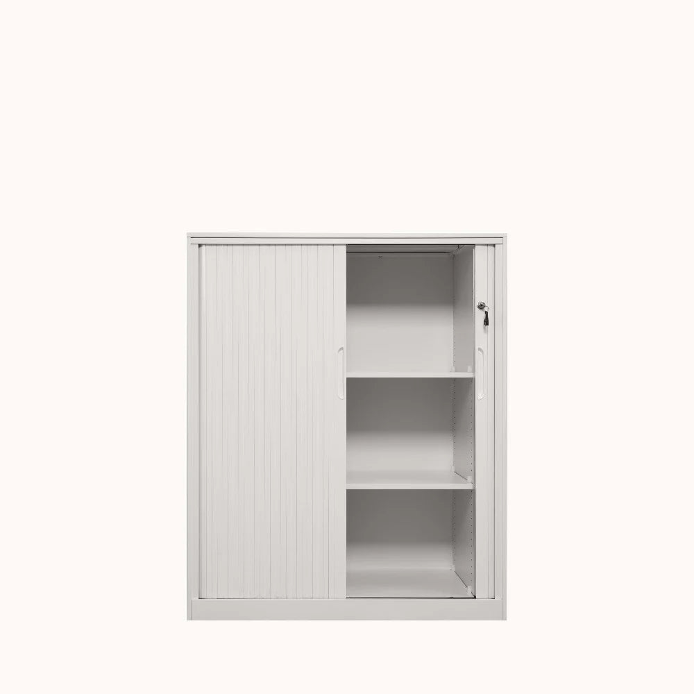 COOLBABY White Flexi Door Mini Storage Cabinet with Adjustable Shelves and ABS Tambour Door - COOLBABY