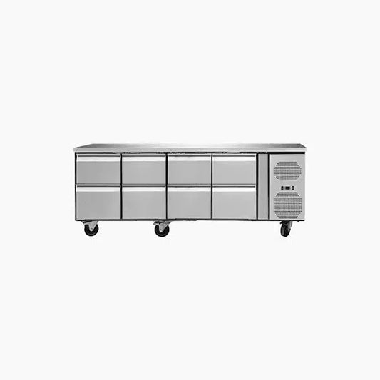 COOLBABY Premium Stainless Steel Work Top Refrigerator with 8 Drawers - 410L Capacity - COOLBABY