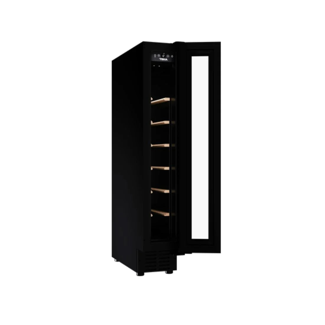 Built-In Wine Cooler RVU 10008 GBK | 8 Bottle Compact Wine Fridge | Black Glass Design
