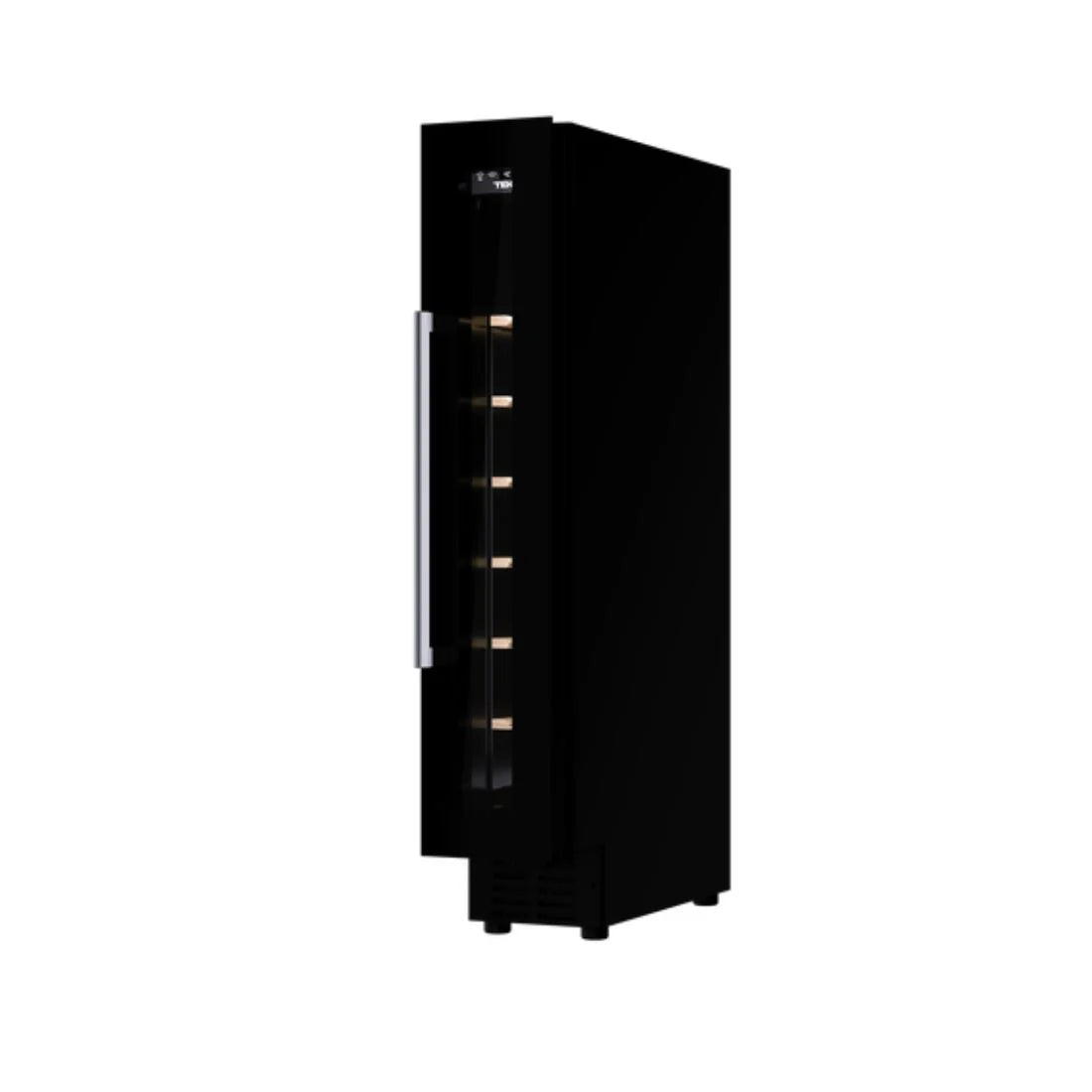 Built-In Wine Cooler RVU 10008 GBK | 8 Bottle Compact Wine Fridge | Black Glass Design