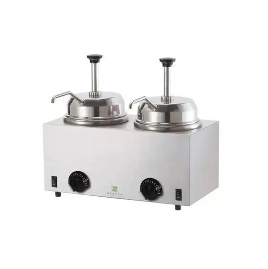 COOLBABY Server 2 x 2.8L Sauce & Ketchup Pump Dispenser - Stainless Steel, Thermostatic Control - COOLBABY