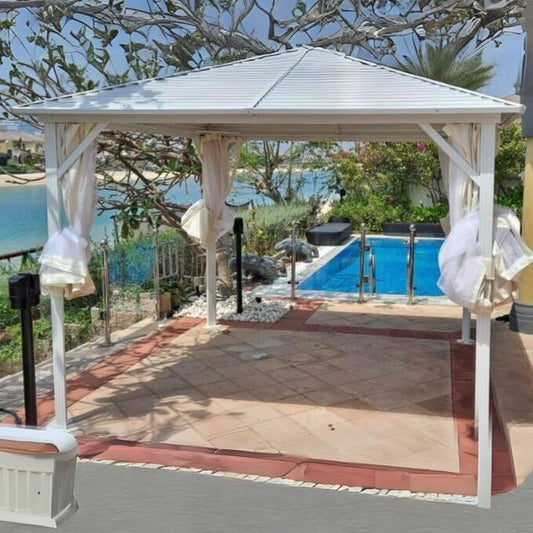 3x3m Galvanized Roof Aluminum Gazebo - White - COOLBABY