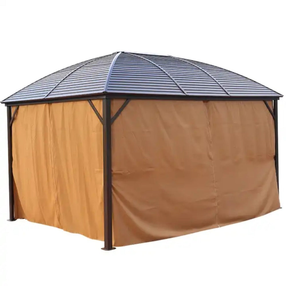 3x4m Rectangular Roof Aluminum Gazebo Brown - COOLBABY