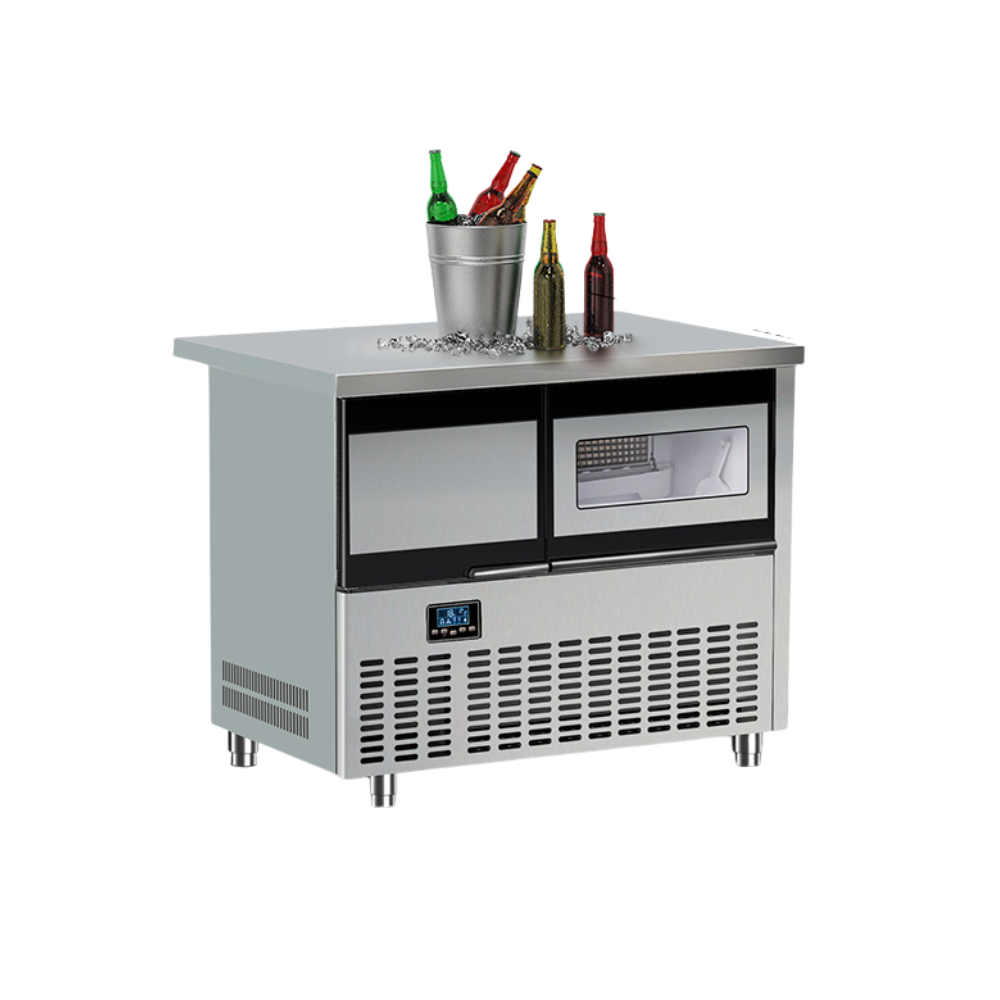 Wellcome Commercial Bar Refrigeration Workbench Compressor Refrigerated Milk Tea Shop Restaurant Kitchen One Piece Ice Making Machine - COOLBABY