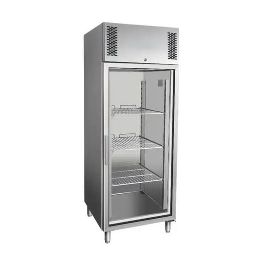 Upright Glass Door Freezer 685L Stainless Steel Commercial Freezer with Dixell Digital Control
