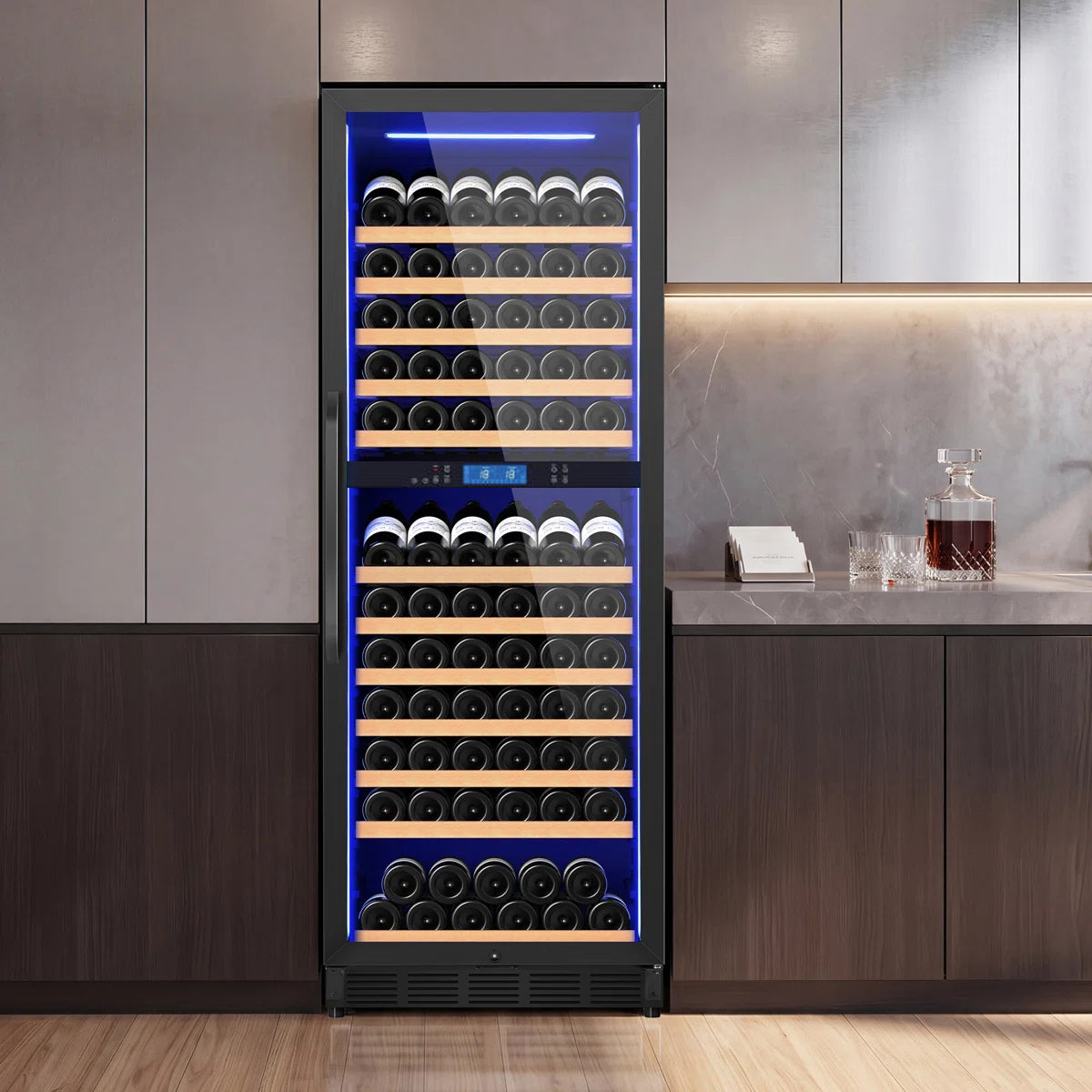 168-Bottle Built-in or Freestanding Dual Zone Wine Refrigerator with Stainless Steel Door