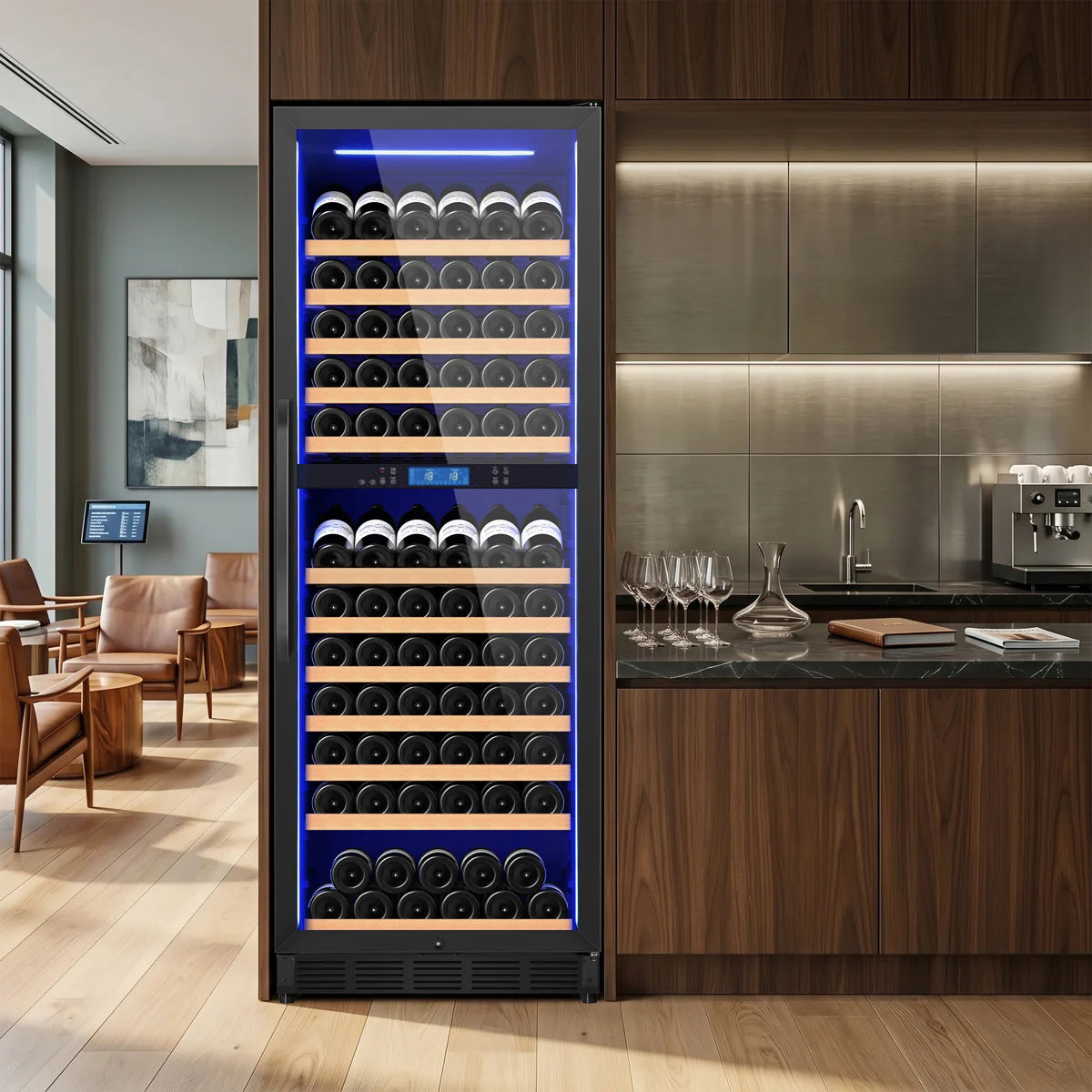 168-Bottle Built-in or Freestanding Dual Zone Wine Refrigerator with Stainless Steel Door