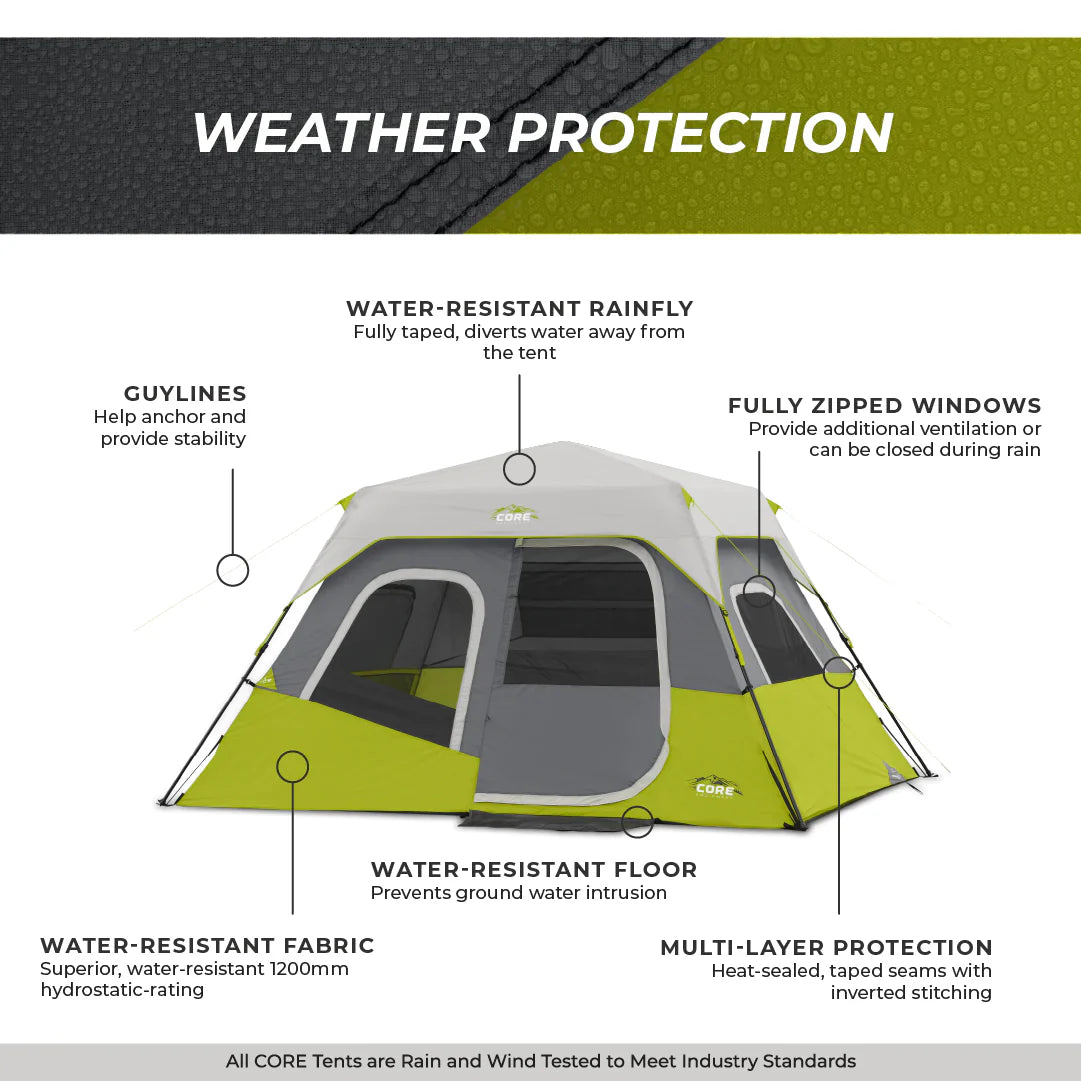 COOLBABY 6-Person Instant Cabin Tent 11' x 9' – Easy Setup, Weather-Resistant, and Ventilated - COOLBABY