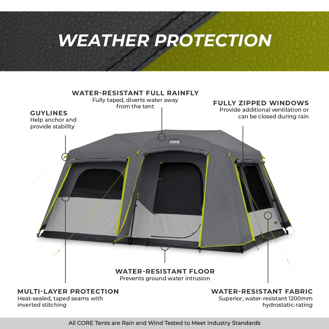 COOLBABY 9 Person Instant Cabin Tent with Full Rainfly - Quick Setup, Weather-Resistant, and Spacious Design - COOLBABY