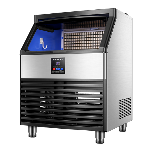 COOLBABY Industrial Ice Machine, Stainless Steel Ice Maker with 160kg Daily Capacity, Blu-ray Sterilization, and Smart Controls - COOLBABY