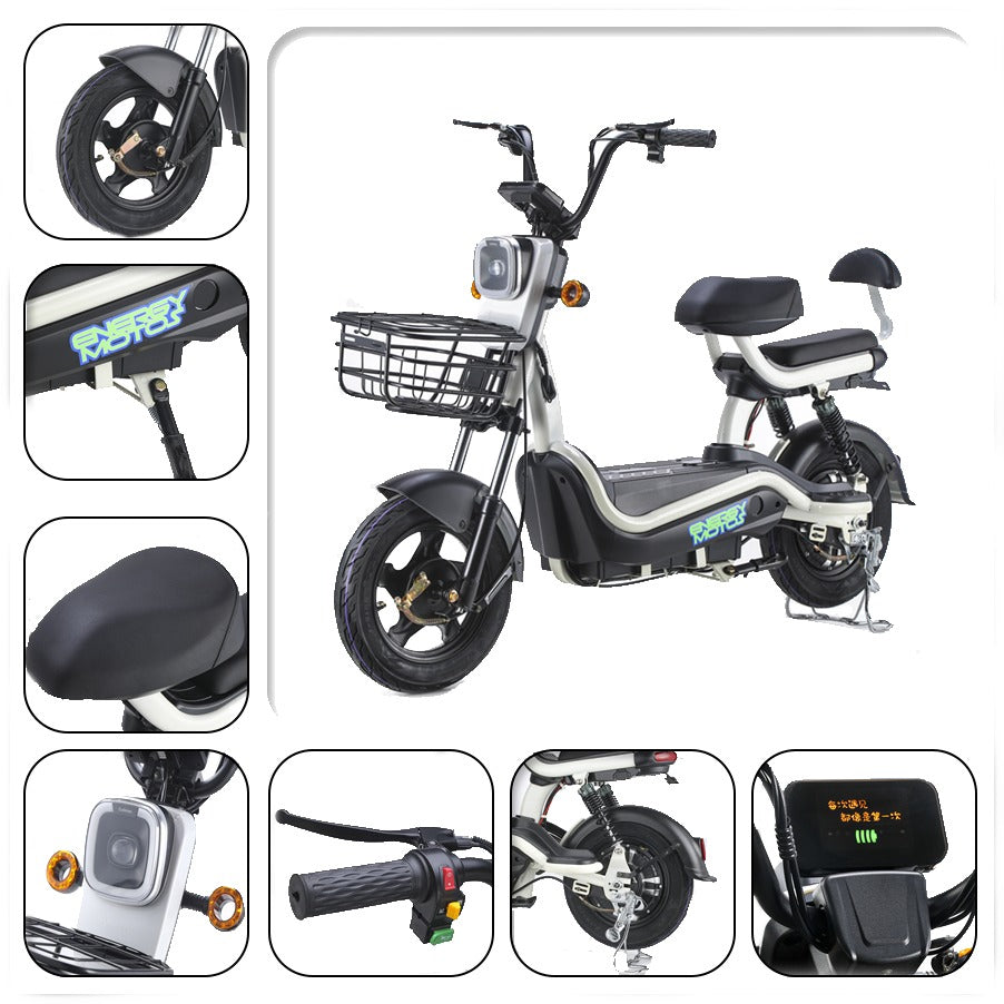 MEGAWHEELS Electric Moped Scooter 48V - 500W Motor, 2-Seater, 30-35 km/h Top Speed - COOLBABY