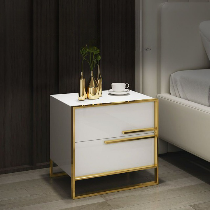 Bedside Table, Solid Wood Nightstand Table Amazing Design, Side Table 50H x 50W cm - WHITE - COOLBABY