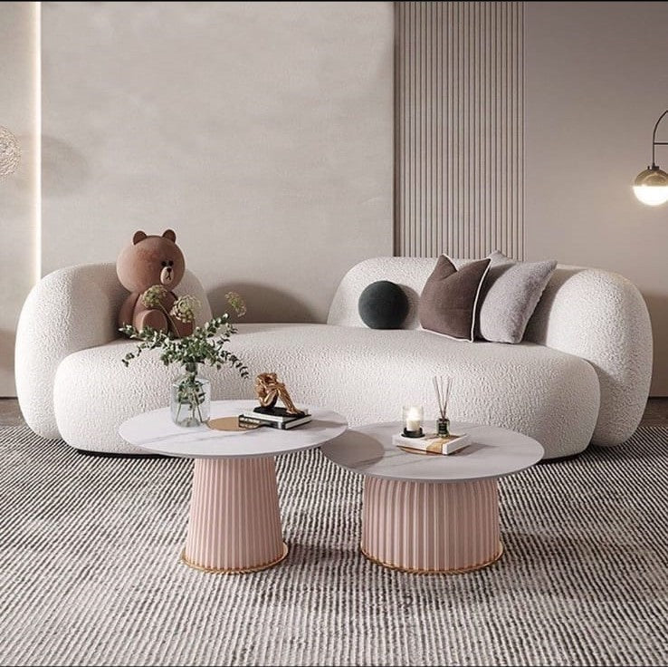 Living room Sofa, Beautiful Comfortable Round Curved Sofa in Velvet Fabric, 200W x 72H cm Sofa. - COOLBABY