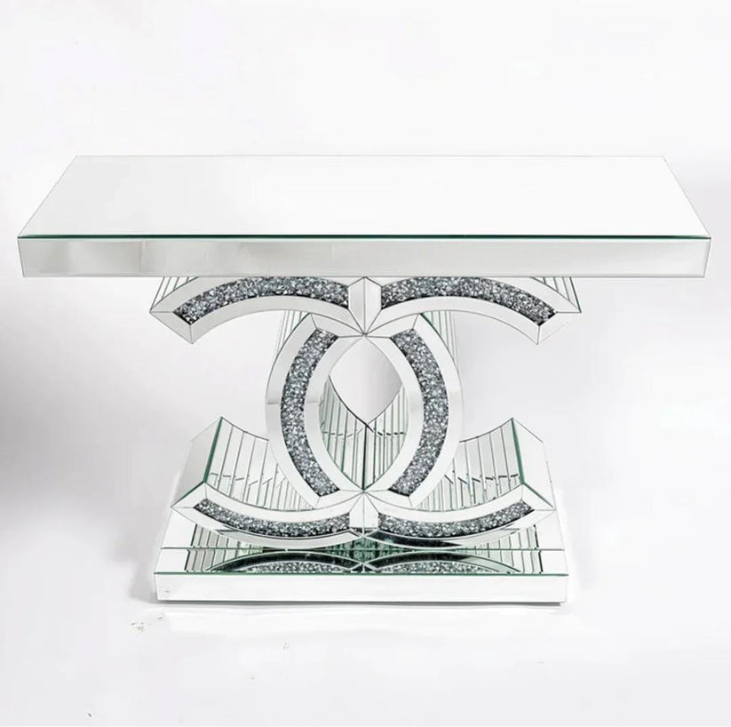 Distinctive Console Table and Mirror Matching Set - Silver - COOLBABY