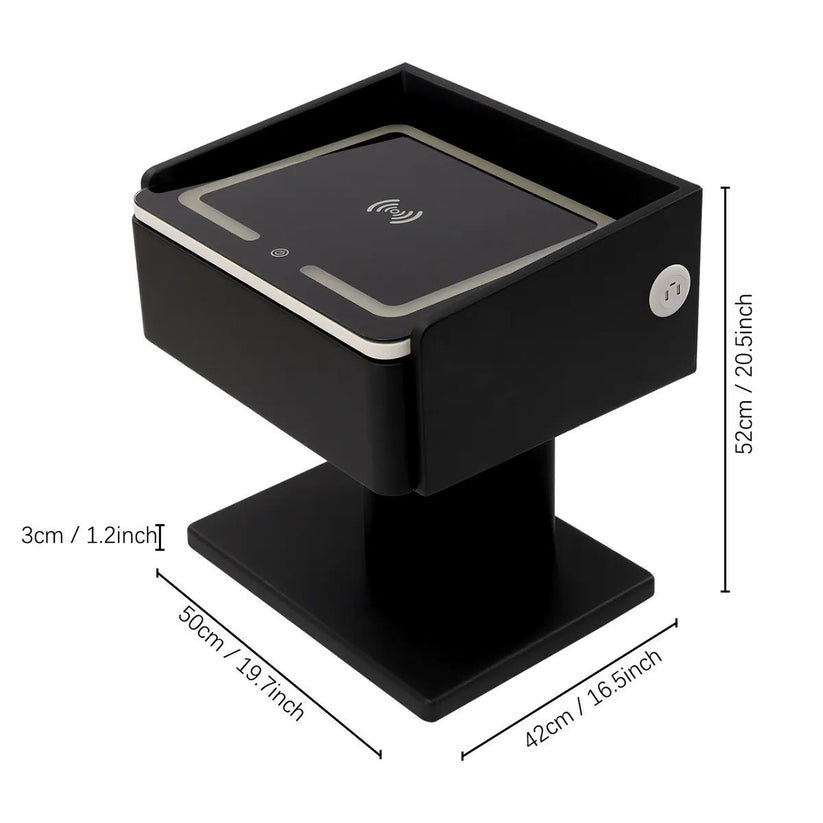 Smart Nightstand Bedside Table in One Drawer with LED Light, Wireless Charging, USB Ports - COOLBABY