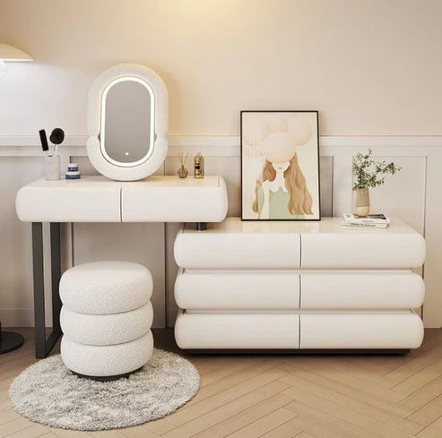 Modern Minimalist Makeup Dresser Desk for Bedroom-Elegant Solid Wood Vanity Table - COOLBABY