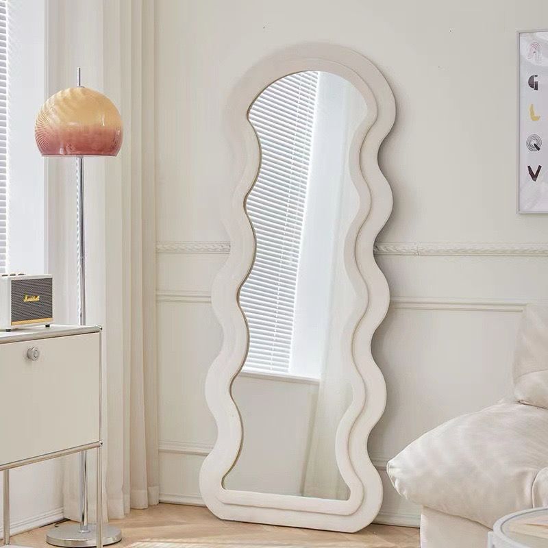 Wavy Frame Mirror, Full Length Wall Standing Mirror - Off-White - COOLBABY