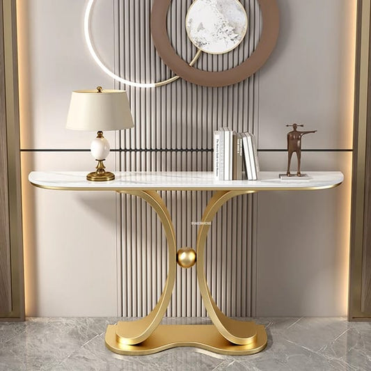 Console Table, Entrance Accent Table Gold Metal Base 120cm. - COOLBABY