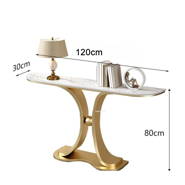 Art Console Table, Entrance Accent Table Gold Metal Base 120cm. - COOLBABY