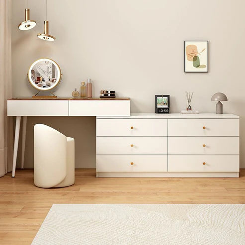 Modern High Definition Large Bedroom Dressing Table with LED Mirror and Storage - COOLBABY