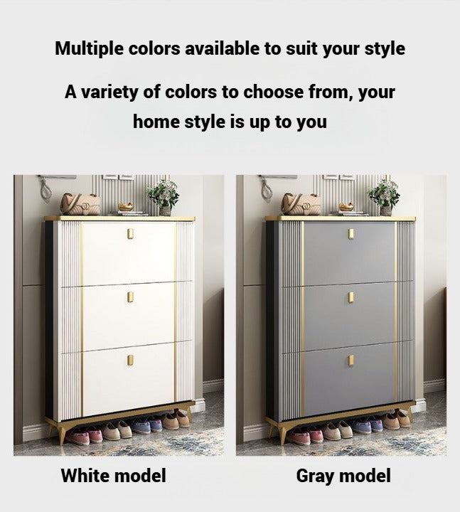 Shoe Rack Cabinet in Double Tipping, Shoe Cabinet 3 Flipping Doors Free Standing Organizer For Entryway Hallway - COOLBABY